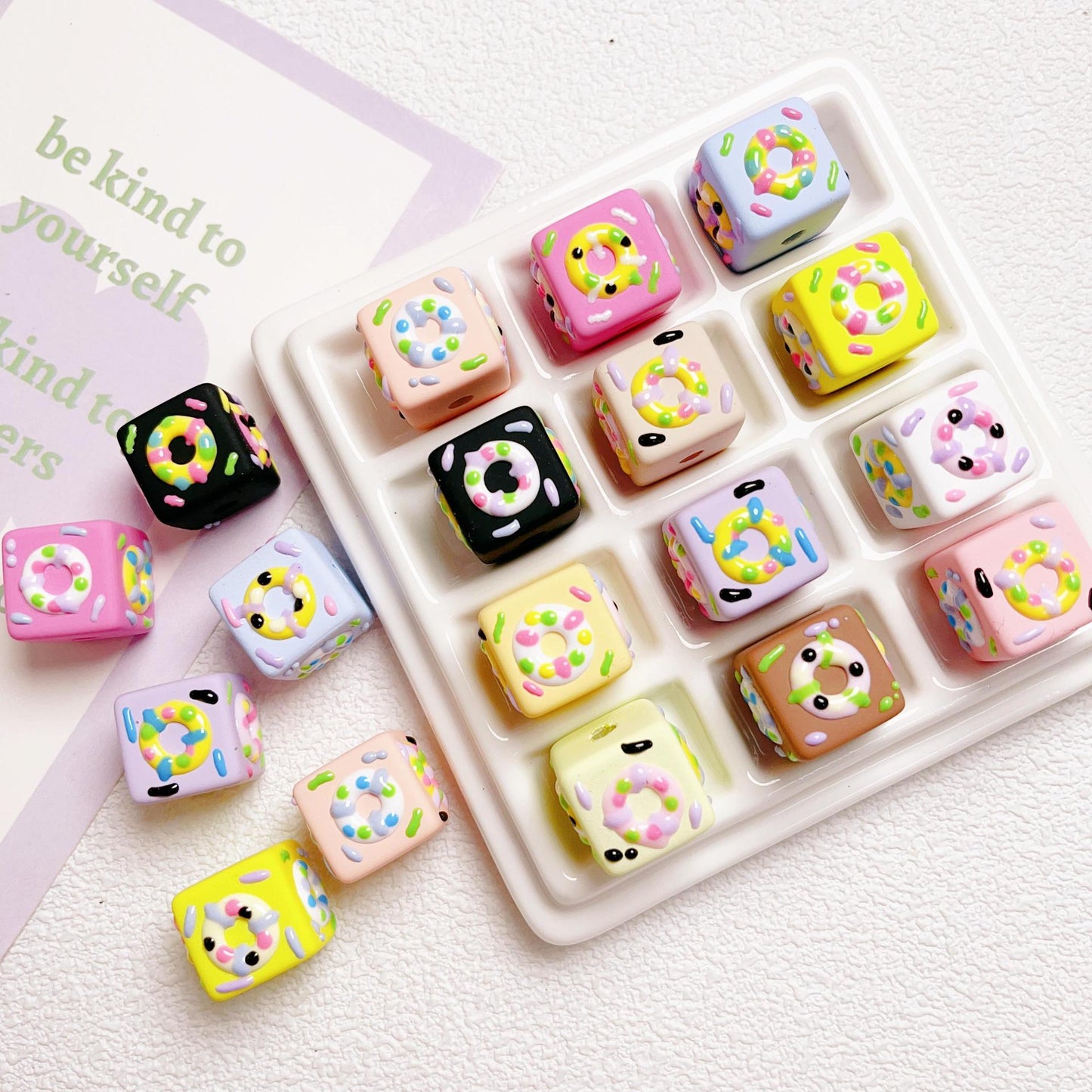 [Beads]Hand-painted squares Beads