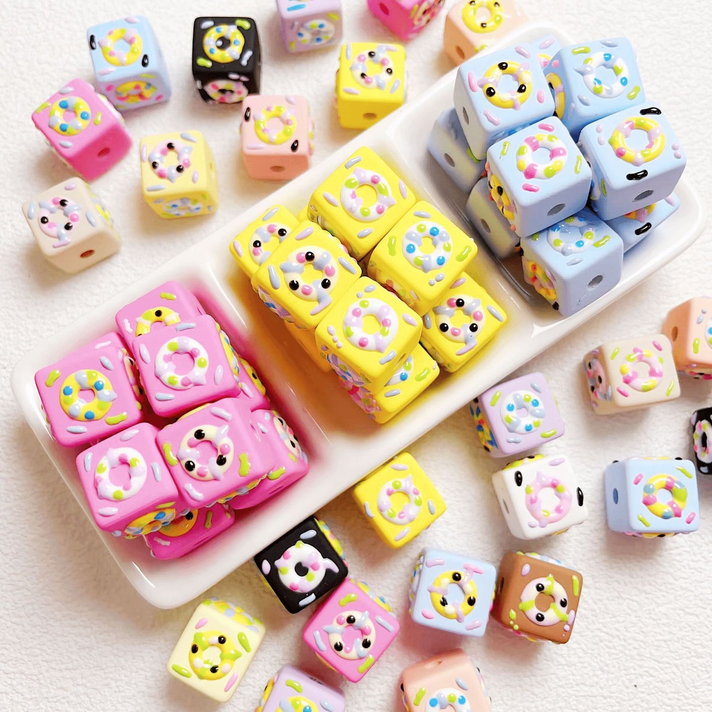 [Beads]Hand-painted squares Beads