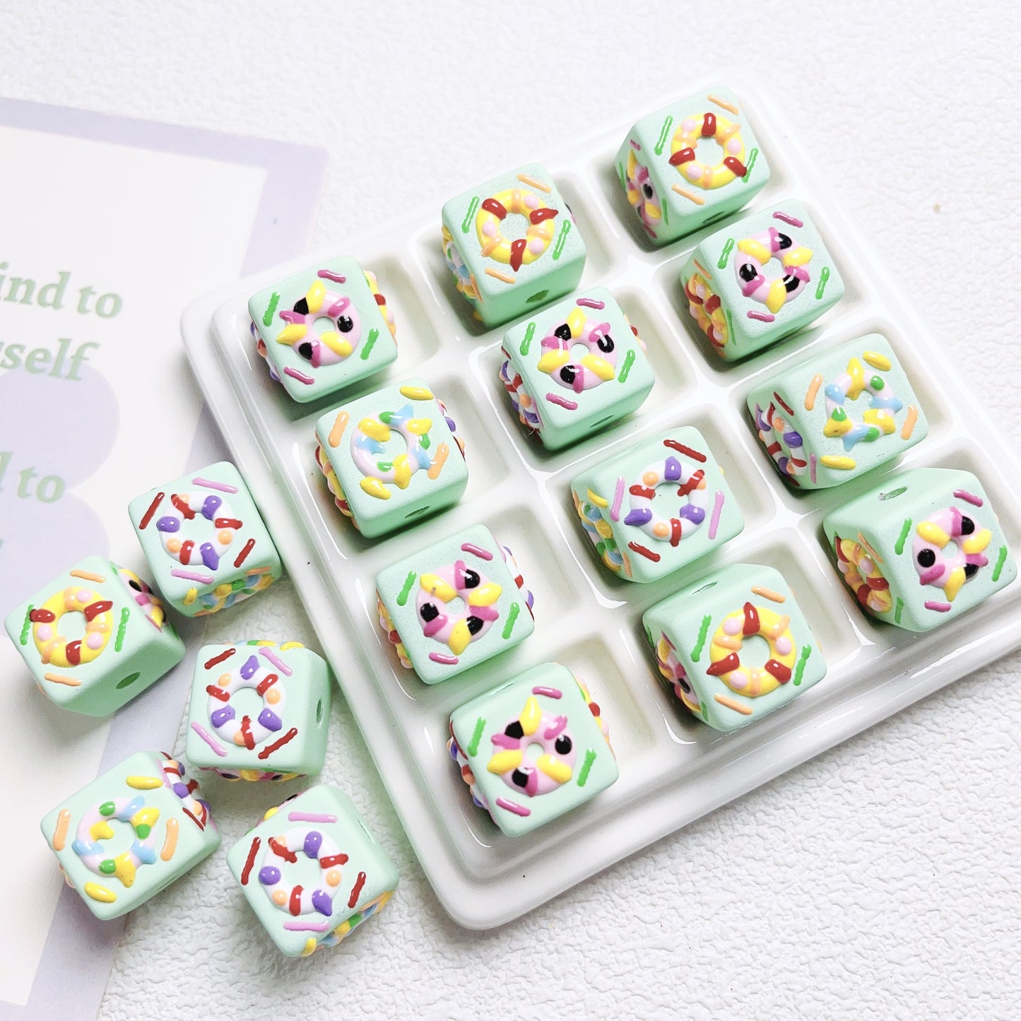 [Beads]Hand-painted squares Beads